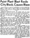 "Paint Plant Blast Rocks City Block, Causes Blaze", article from the Globe and Mail, July 7, 1947. Source: Toronto Public Library