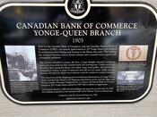 Canadian Bank of Commerce Yonge-Queen Branch Heritage Property Plaque, 2020.