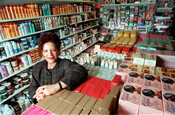 Beverly Mascoll in one of her beauty supply stores, October 1994. Richard Lautens/Toronto Star.