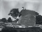 Demolition of row housing, Alexander Street, 1954.