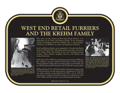 West End Retail Furriers and the Krehm Family Commemorative plaque, 2021