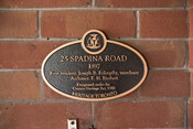25 Spadina Road, 1897, Heritage Property plaque, 2020.