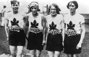 The 1928 Olympic gold-winning 4 x 100-metre relay team, including Fannie "Bobbie" Rosenfeld, 1928.