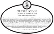 Oriole Lodge (George S. Henry House), 1840, Heritage Property plaque, 2021.
