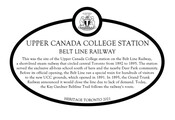 Upper Canada College Station, Belt Line Railway, Commemorative plaque, 2021.